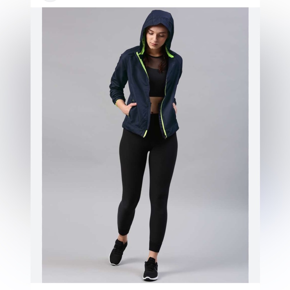 VTG Reebok softshell zipup jacket-contrast detail-bright green/dark blue M-EUC☀️
